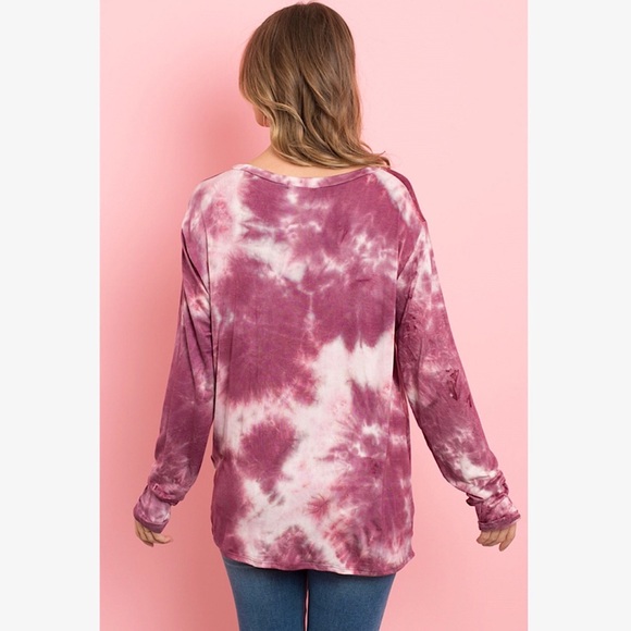 Twist Knot Tie Dye Long Sleeve Top - Picture 2 of 3